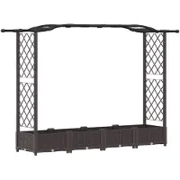 vidaXL Hochbeet mit Rankgitter und Dach Braun 207 x 40 x 123 cm PP