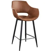 KAWOLA Barhocker ZAJA Barstuhl Sitzhöhe 76 cm Microfaser cognac