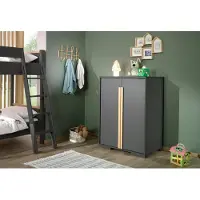 Vipack - LONDON Wäscheschrank 2-trg., mit 2 Böden, Ausf. Nachbildung Anthrazit, Absatz Buche natur massiv