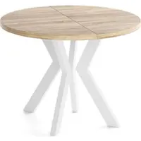 WFL GROUP Runder Esstisch Ausziehbar 100-200 cm XXL Groß – Verlängerbar, für 5-10 Personen mit Weißen Holzbeinen – Tisch für Wohnzimmer & Esszimmer in Eiche Sonoma Hellbraun