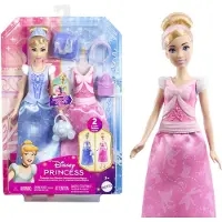 Disney Princess 2-in-1-Geschichten Cinderella-Modepuppe mit 2 Oberteilen zum Anklipsen, 2 Röcken und 9 Accessoires, Modepuppe, Weiblich, 3 Jahr(e), Junge/Mädchen, 293 mm, 40 g