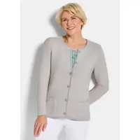 Goldner Elegante Strickjacke mit Taschen in stein / gemustert | Gr.: 44