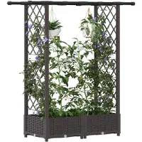 vidaXL Hochbeet mit Rankgitter und Dach Braun 122,5 x 40 x 121 cm PP