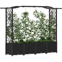 vidaXL Hochbeet mit Rankgitter und Dach Schwarz 204 x 40 x 138 cm PP