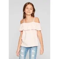 Kidsworld T-Shirt "Volant-Shirt" Kurzarm, weite Passform, Carmenausschnitt, aus Jerseystoff