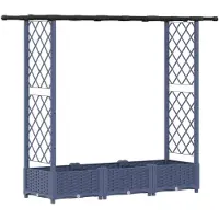vidaXL Hochbeet mit Rankgitter und Dach Grau 164 x 40 x 121 cm PP