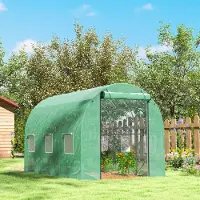 MODFU Foliengewächshaus Kunststoff Grün 300x200x200 cm mit aufrollbarer Tür, Netzfenstern und verstärkter Struktur