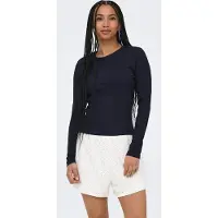 ONLY Longsleeve "Longsleeve NLVAL O-NECKT SWEAT 1er Pack", Damen, Gr. L, blau (dunkelblau), Obermaterial: 95% Baumwolle CO. 5% Elasthan EL., Shirts Longsleeve