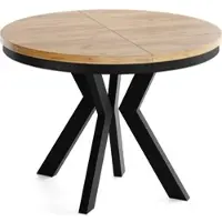 WFL GROUP Runder Esstisch Ausziehbar 100-300 cm XXL Groß – Verlängerbar, für 5-14 Personen mit Schwarzen Holzbeinen & Metallring – Tisch für Wohnzimmer & Esszimmer in Eiche Braun