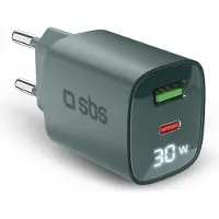 SBS Wandladegerät mit LCD-Bildschirm, 1 USB-C-PD-30W-Ausgang, 1 USB-A-18W-Ausgang