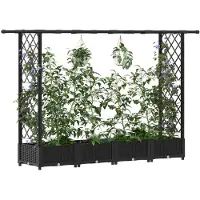 vidaXL Hochbeet mit Rankgitter und Dach Schwarz 203 x 40 x 121 cm PP