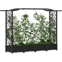 vidaXL Hochbeet mit Rankgitter und Dach Schwarz 207 x 40 x 123 cm PP
