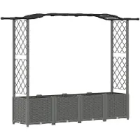 vidaXL Hochbeet mit Rankgitter und Dach Hellgrau 204 x 40 x 138 cm PP