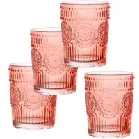 MARELIDA 4er Set Trinkglas Wasserglas Vintage Boho 280ml in rot | Gr.: onesize