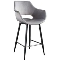 KAWOLA Barhocker ZAJA Barstuhl Sitzhöhe 76 cm Velvet grau