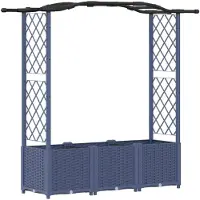 vidaXL Hochbeet mit Rankgitter und Dach Grau 164 x 40 x 138 cm PP