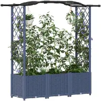 vidaXL Hochbeet mit Rankgitter und Dach Grau 164 x 40 x 138 cm PP