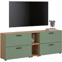 Xonox Wohnkombination The One 5 | 6-teilig | Artisan Oak / Smoke Green ohne