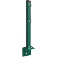 MR-Zaun Pfosten grün RAL 6005 mit Winkelfussplatte, Klemmhalter, 1.030 mm