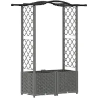 vidaXL Hochbeet mit Rankgitter und Dach Hellgrau 125 x 40 x 138 cm PP