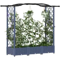 vidaXL Hochbeet mit Rankgitter und Dach Grau 169 x 40 x 123 cm PP