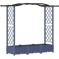 vidaXL Hochbeet mit Rankgitter und Dach Grau 169 x 40 x 123 cm PP