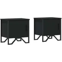 Décoshop26 - Set aus 2 Nachttischen mit Fach und Tür 40x30x40 cm Spanplatte und schwarzes Metall DEC035495