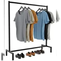 Décoshop26 - Kleiderständer für Schlafzimmer oder Ankleidezimmer – robuster schwarzer Stahl 120x38x120 cm 10_0008986