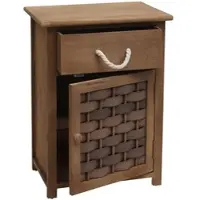 Décoshop26 - Mehrzweckkommode mit Schublade 55 x 39,5 x 28,5 cm braunes Polyrattan dunkelbraunes Holz 04_0006504
