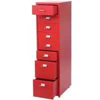 Décoshop26 - Büroschrank aus rotem Stahl mit Schubladen auf Rollen 8 Schubladen 110 x 28 x 41 cm 04_0004356