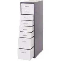 Décoshop26 - Büroschrank mit Schubladen 110 x 28 x 41 cm 8 Schubladen dunkelgrauer und weißer Stahl 04_0008258 04_0008258