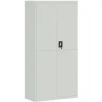 Décoshop26 - Büroschrank mit Schubladen verstellbaren Einlegeböden abschließbaren Türen 90 x 40 x 180 cm grauer Stahl DEC024540 DEC024540