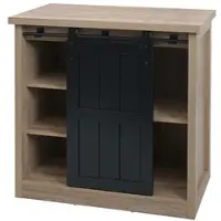 Décoshop26 - Kommode mit Schiebetür und 5 Fächern industrielle Holzoptik Metalloberfläche 84 x 80 x 40 cm Naturfarbe 04_0006500
