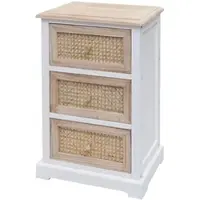 Décoshop26 - Kommode aus Rattanholz 63 x 40 x 28 cm weiß Naturfarbe 04_0006508
