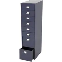 Décoshop26 - Büroschrank mit Schubladen 110 x 28 x 41 cm 8 Schubladen dunkelgrauer Stahl 04_0008257