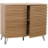 Décoshop26 - Kommode/Sideboard mit 2 Türen und 4 Staufächern aus massivem Mangoholz und Metall 85x95x45 cm 04_0006524