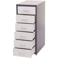 Décoshop26 - Büroschrank mit Schubladen 69 x 28 x 41 cm 6 Schubladen dunkelgrauer und weißer Stahl 04_0008260
