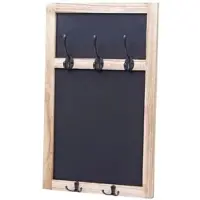 Décoshop26 - Wandgarderobe Kreidetafel mit 5 Haken 55 x 34 cm Naturbraun 04_0000981