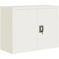 Décoshop26 - Büroschubladenschrank mit verstellbarem Einlegeboden und abschließbaren Türen 90 x 40 x 70 cm weißer Stahl DEC024529