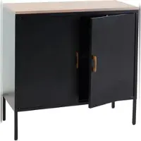 Décoshop26 - Kommode/Aufbewahrungsschrank/Büroschrank/Sideboard mit 2 Metalltüren 90x90x40cm schwarze Melaminplatte MDF 2 Fächer MED04083