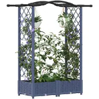 vidaXL Hochbeet mit Rankgitter und Dach Grau 124 x 40 x 123 cm PP