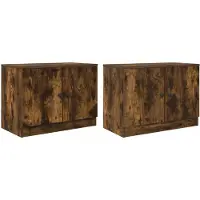 vidaXL Bettschrank mit Tür 2 pcs Geräucherte Eiche 66 x 35 x 48 cm