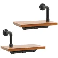 Décoshop26 - Set aus 2 Wandregalen im Industriedesign aus Stahl und hellem Holz 29 x 45 x 25 cm 04_0007483