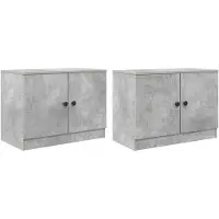 vidaXL Bettschrank 2 pcs Betongrau 66 x 35 x 48 cm Holzwerkstoff