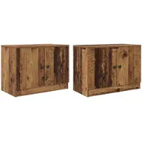 vidaXL Bettschrank mit Tür 2 pcs Altholz 66 x 35 x 48 cm Holzwerkstoff
