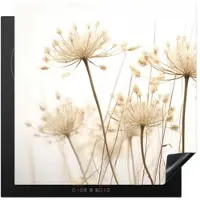 KitchenYeah Herdabdeckplatte Blumen beige | Gr.: 85 x 52 cm
