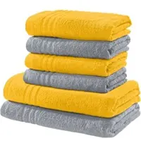Redbest Frottier Frottier-Set 2-farbig 6-tlg. New York in gelb-hellgrau | Gr.: onesize