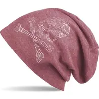 StyleBREAKER Beanie Mütze in Bordeaux-Rot meliert | Gr.: onesize
