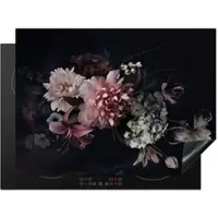 KitchenYeah Herdabdeckplatte Blumenstrauß rosa weiß | Gr.: 90 x 52 cm