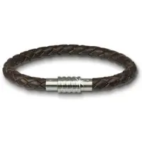 Amello Armband geflochtenes Rindsleder, Edelstahl ca. 19cm ca. 7mm (Leder) | Gr.: onesize